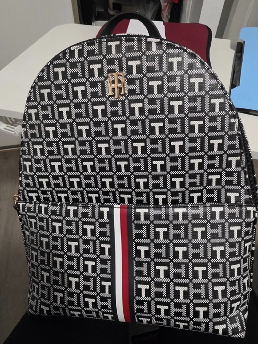 Tommy Hilfiger TH Monogram Stripe Backpack Black & White